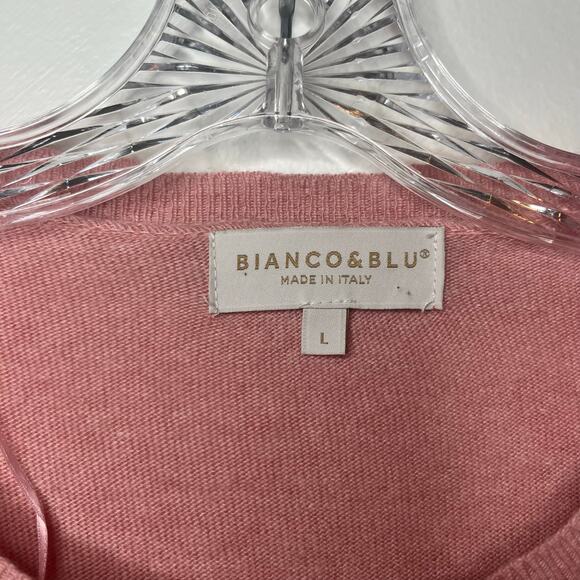 Bianco & Blu Made in Italy Pink Cashmere Silk Blend Sweater Minimalist Sz Large - Picture 6 of 7